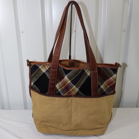 Pendleton Acadia National Park Wool Canvas Leather Tote bag Large Brown Black - Picture 1 of 11